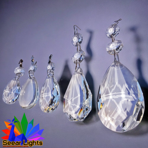 Oval cut glass crystals - cut,