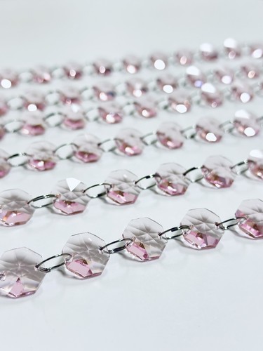 49pcs light pink - 14mm, octagon