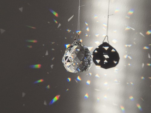 Cut glass faceted ball prism - cut, ball,